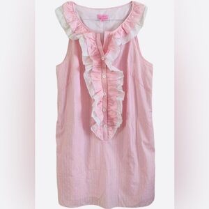 Lily Pulitzer Seersucker Pink Ruffle Shift Dress Size 8